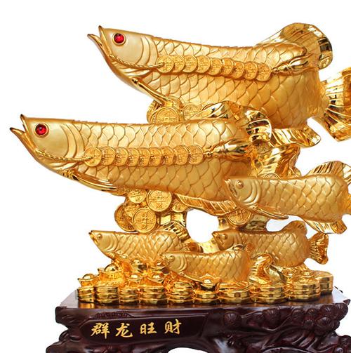 富贵金龙鱼吧台摆件 水琉璃大号招财龙鱼工艺品的家居点睛之作