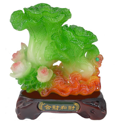 匠心招财·玉白菜工艺摆件 厂家直销中号合财和财家居装饰礼品